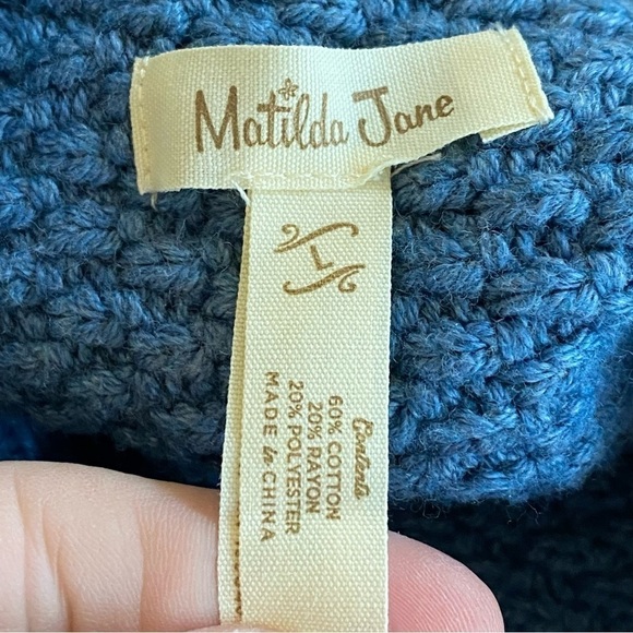 Matilda Jane Envision This Wrap sweater sz Large L Top Blue Chunky knit Cardigan - Picture 11 of 13